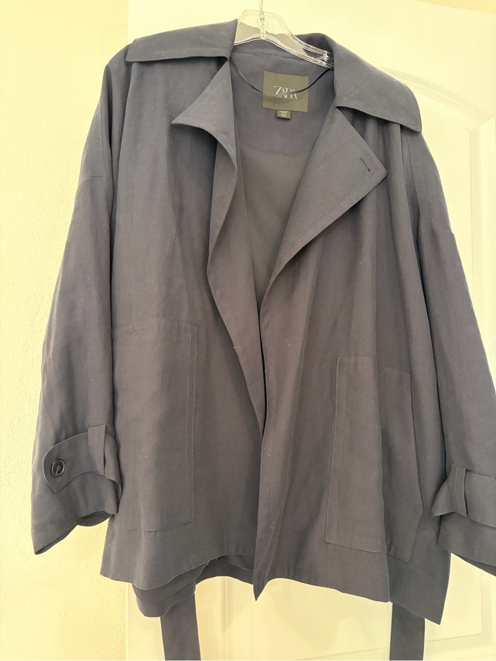 Zara Navy Oversized Lightweight Trench Jacket